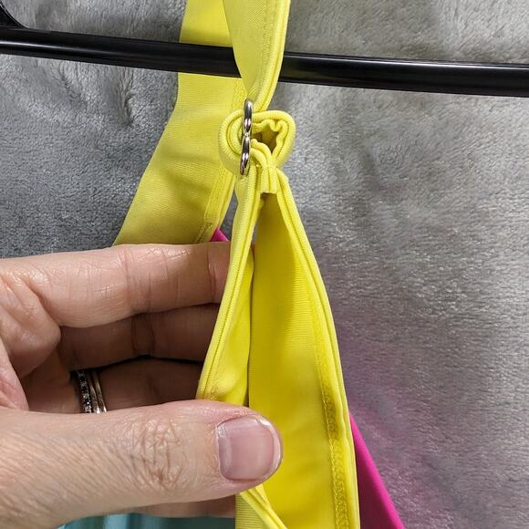 No Boundaries Bikini Top Womens 2X 19-21 Juniors Swimsuit Blue Pink Beachy Retro - Picture 7 of 10